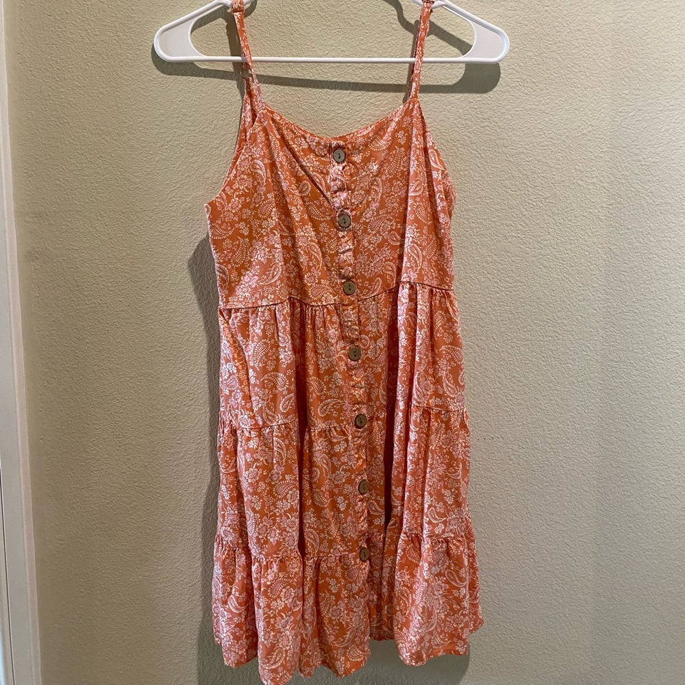 GIRLS ORANGE PAISLEY PRINT DRESS